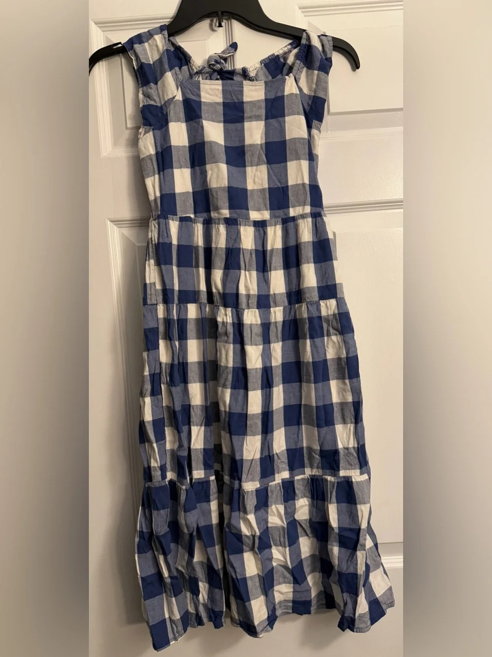 Old Navy Blue and White Gingham Tiered Sundress, Girls 10/12